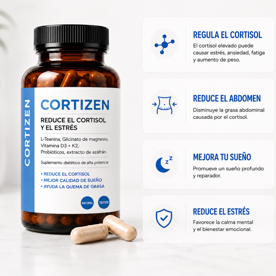 Cortizzen | Regula el Cortisol | Reduce la Hinchazón. Mejora tu Descanso. Elimina Sofocos. Reduce el Estrés
