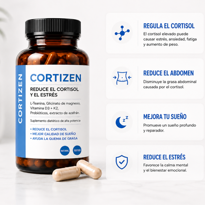 Cortizzen | Regula el Cortisol | Reduce la Hinchazón. Mejora tu Descanso. Elimina Sofocos. Reduce el Estrés
